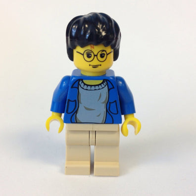 LEGO Minifigure-Harry Potter, Blue Open Shirt Torso, Tan Legs-Harry Potter / Sorcerer's Stone-HP004-Creative Brick Builders